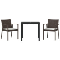 Produktbild för Trädgårdsmöbelset 3 pcs Brun och svart PE Rattan