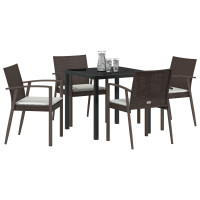 Produktbild för Trädgårdsmöbelset 5 pcs Brun och svart PE Rattan