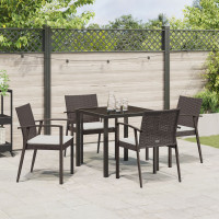 Produktbild för Trädgårdsmöbelset 5 pcs Brun och svart PE Rattan