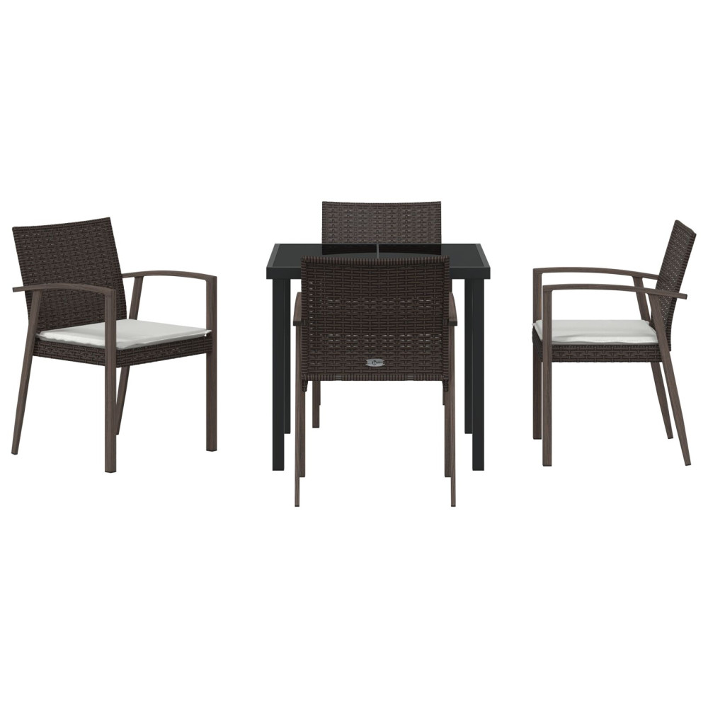 Produktbild för Trädgårdsmöbelset 5 pcs Brun och svart PE Rattan