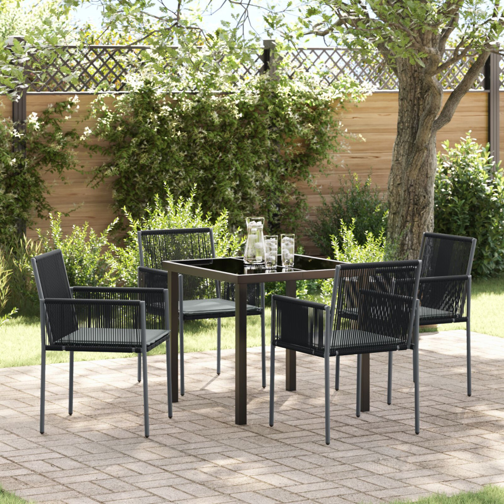 Produktbild för Trädgårdsmöbelset 5 pcs Svart PE Rattan