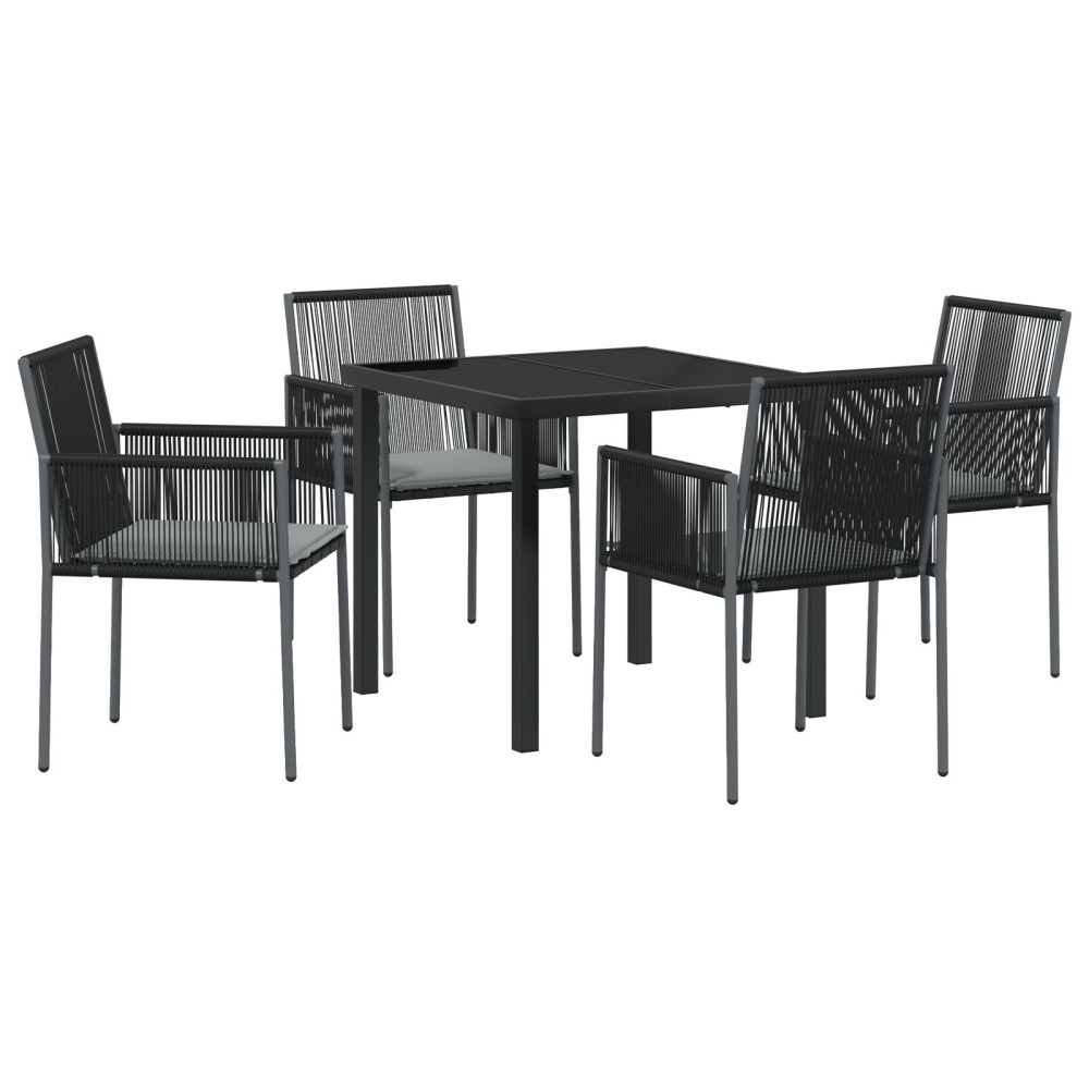 Produktbild för Trädgårdsmöbelset 5 pcs Svart PE Rattan