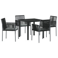 Produktbild för Trädgårdsmöbelset 5 pcs Svart PE Rattan
