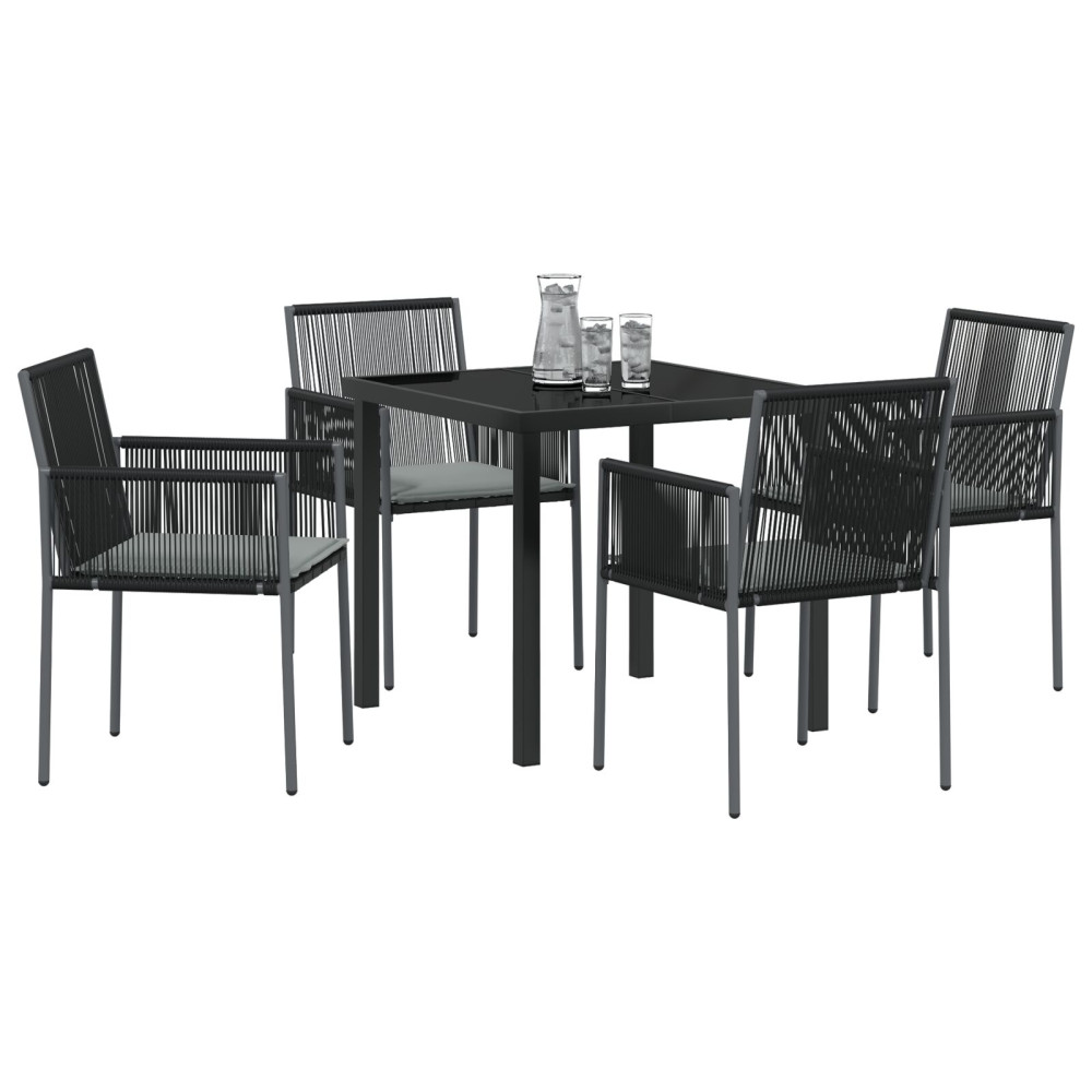 Produktbild för Trädgårdsmöbelset 5 pcs Svart PE Rattan