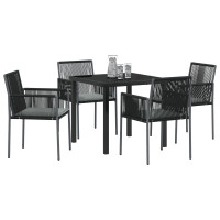 Produktbild för Trädgårdsmöbelset 5 pcs Svart PE Rattan