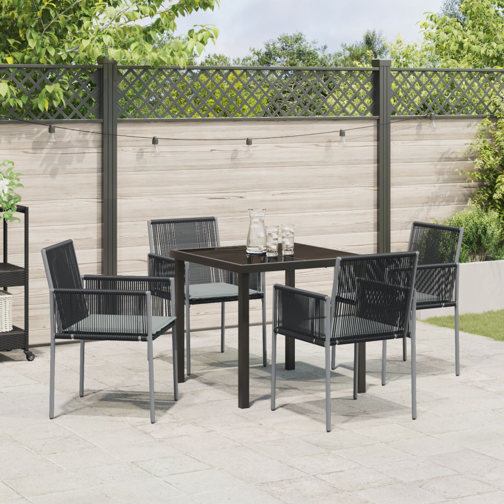 Produktbild för Trädgårdsmöbelset 5 pcs Svart PE Rattan
