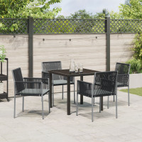 Produktbild för Trädgårdsmöbelset 5 pcs Svart PE Rattan
