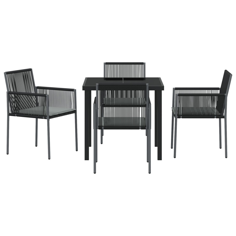 Produktbild för Trädgårdsmöbelset 5 pcs Svart PE Rattan