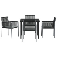 Produktbild för Trädgårdsmöbelset 5 pcs Svart PE Rattan