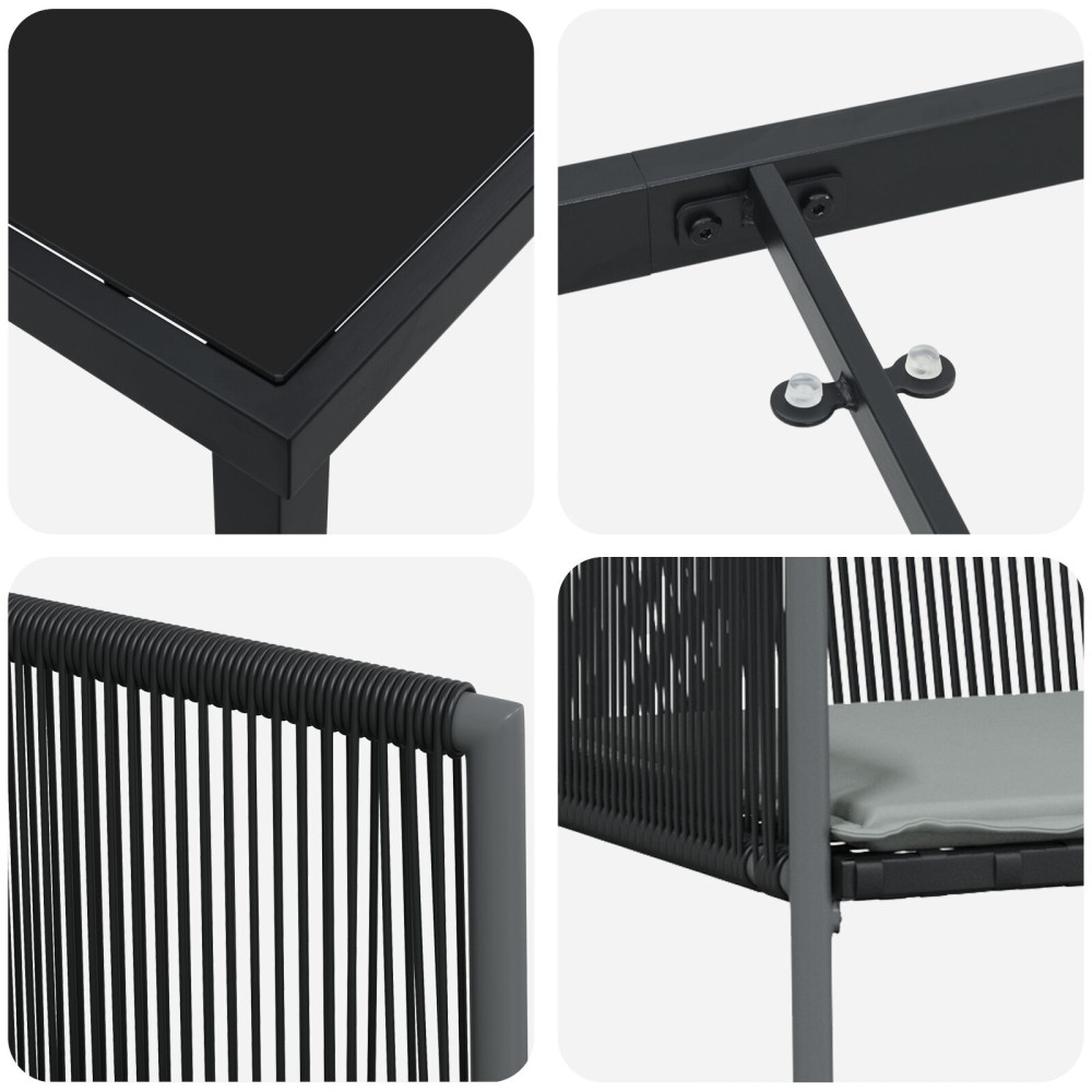 Produktbild för Trädgårdsmöbelset 5 pcs Svart PE Rattan
