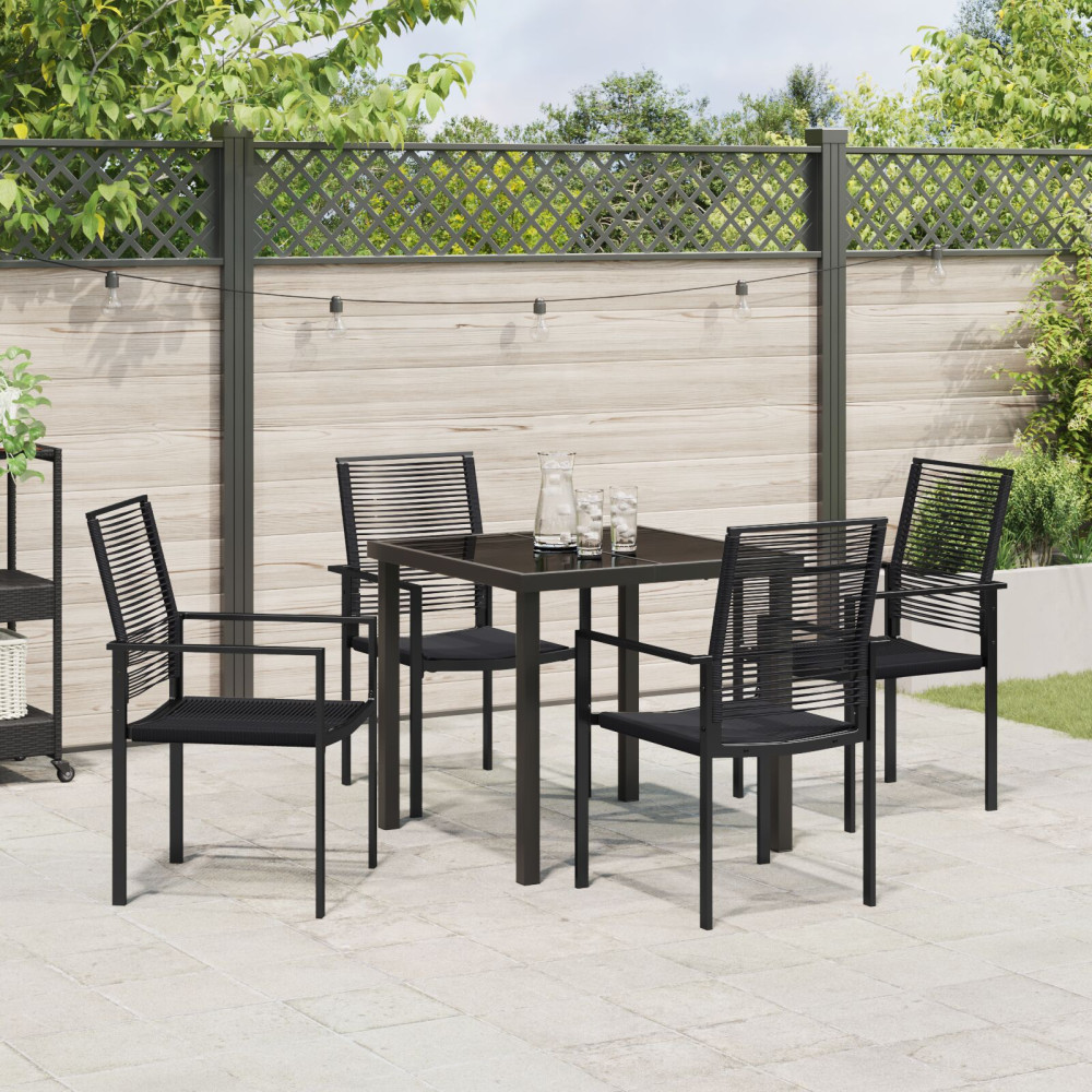 Produktbild för Trädgårdsmöbelset 5 pcs Svart Pulverlackerat stål