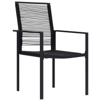 Produktbild för Trädgårdsmöbelset 5 pcs Svart Pulverlackerat stål