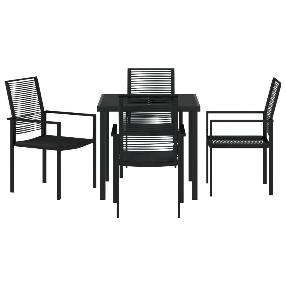 Produktbild för Trädgårdsmöbelset 5 pcs Svart Pulverlackerat stål