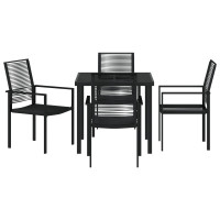 Produktbild för Trädgårdsmöbelset 5 pcs Svart Pulverlackerat stål