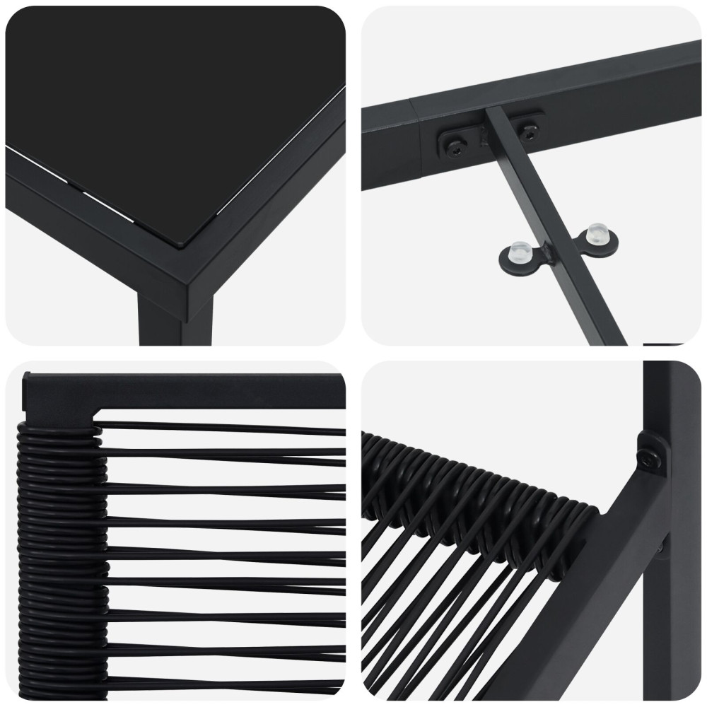 Produktbild för Trädgårdsmöbelset 5 pcs Svart Pulverlackerat stål