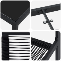 Produktbild för Trädgårdsmöbelset 5 pcs Svart Pulverlackerat stål