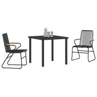Produktbild för Trädgårdsmöbelset 3 pcs Svart Pulverlackerat stål
