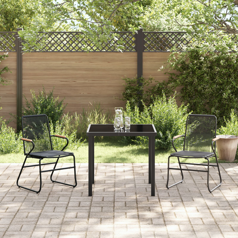 Produktbild för Trädgårdsmöbelset 3 pcs Svart Pulverlackerat stål
