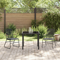 Produktbild för Trädgårdsmöbelset 3 pcs Svart Pulverlackerat stål