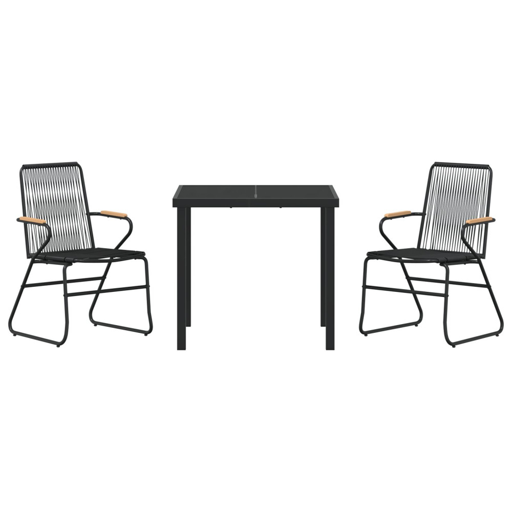 Produktbild för Trädgårdsmöbelset 3 pcs Svart Pulverlackerat stål