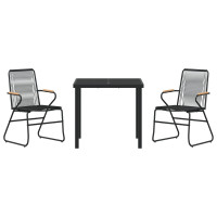 Produktbild för Trädgårdsmöbelset 3 pcs Svart Pulverlackerat stål