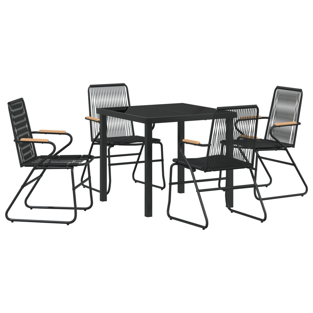 Produktbild för Trädgårdsmöbelset 5 pcs Svart Pulverlackerat stål