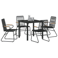 Produktbild för Trädgårdsmöbelset 5 pcs Svart Pulverlackerat stål