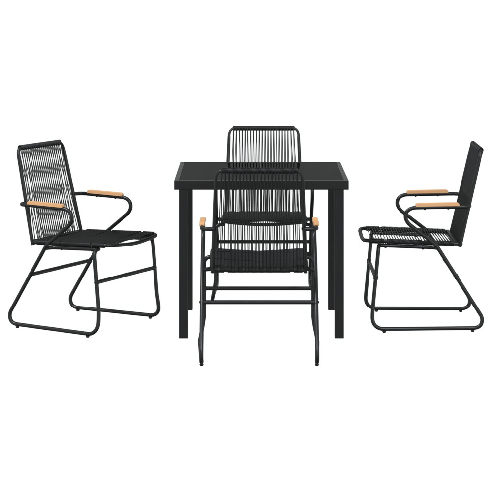 Produktbild för Trädgårdsmöbelset 5 pcs Svart Pulverlackerat stål