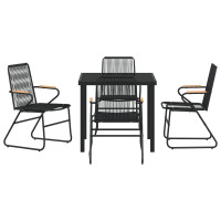 Produktbild för Trädgårdsmöbelset 5 pcs Svart Pulverlackerat stål