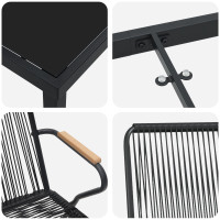Produktbild för Trädgårdsmöbelset 5 pcs Svart Pulverlackerat stål
