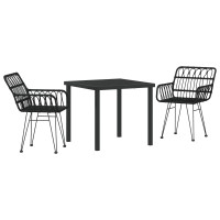 Produktbild för Trädgårdsmöbelset 3 pcs Svart Pulverlackerat stål