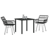 Produktbild för Trädgårdsmöbelset 3 pcs Svart Pulverlackerat stål