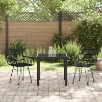 Produktbild för Trädgårdsmöbelset 3 pcs Svart Pulverlackerat stål