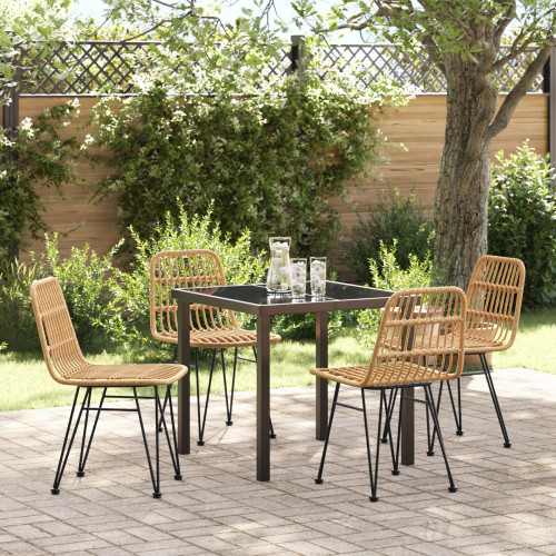 vidaXL Trädgårdsmöbelset 5 pcs Brun Pulverlackerat stål