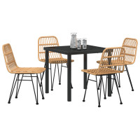 Produktbild för Trädgårdsmöbelset 5 pcs Brun Pulverlackerat stål