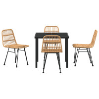Produktbild för Trädgårdsmöbelset 5 pcs Brun Pulverlackerat stål
