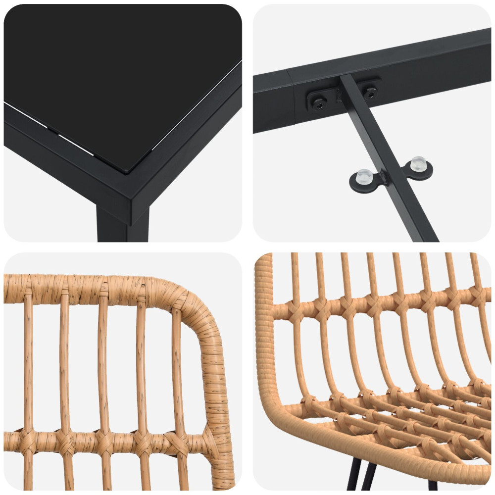Produktbild för Trädgårdsmöbelset 5 pcs Brun Pulverlackerat stål