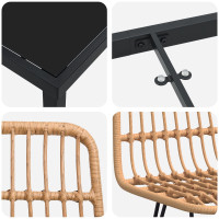 Produktbild för Trädgårdsmöbelset 5 pcs Brun Pulverlackerat stål