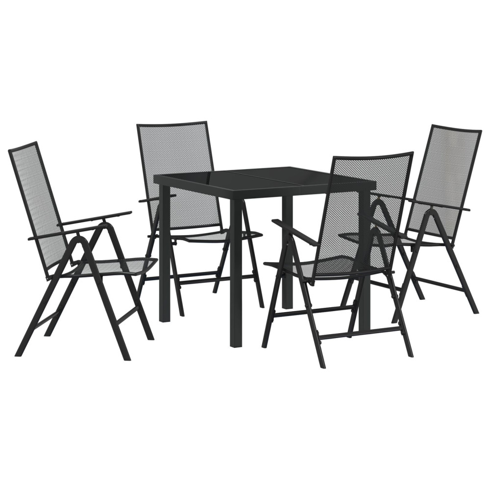 Produktbild för Trädgårdsmöbelset 5 pcs Antracit Pulverlackerat stål