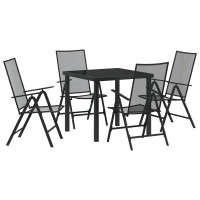 Produktbild för Trädgårdsmöbelset 5 pcs Antracit Pulverlackerat stål