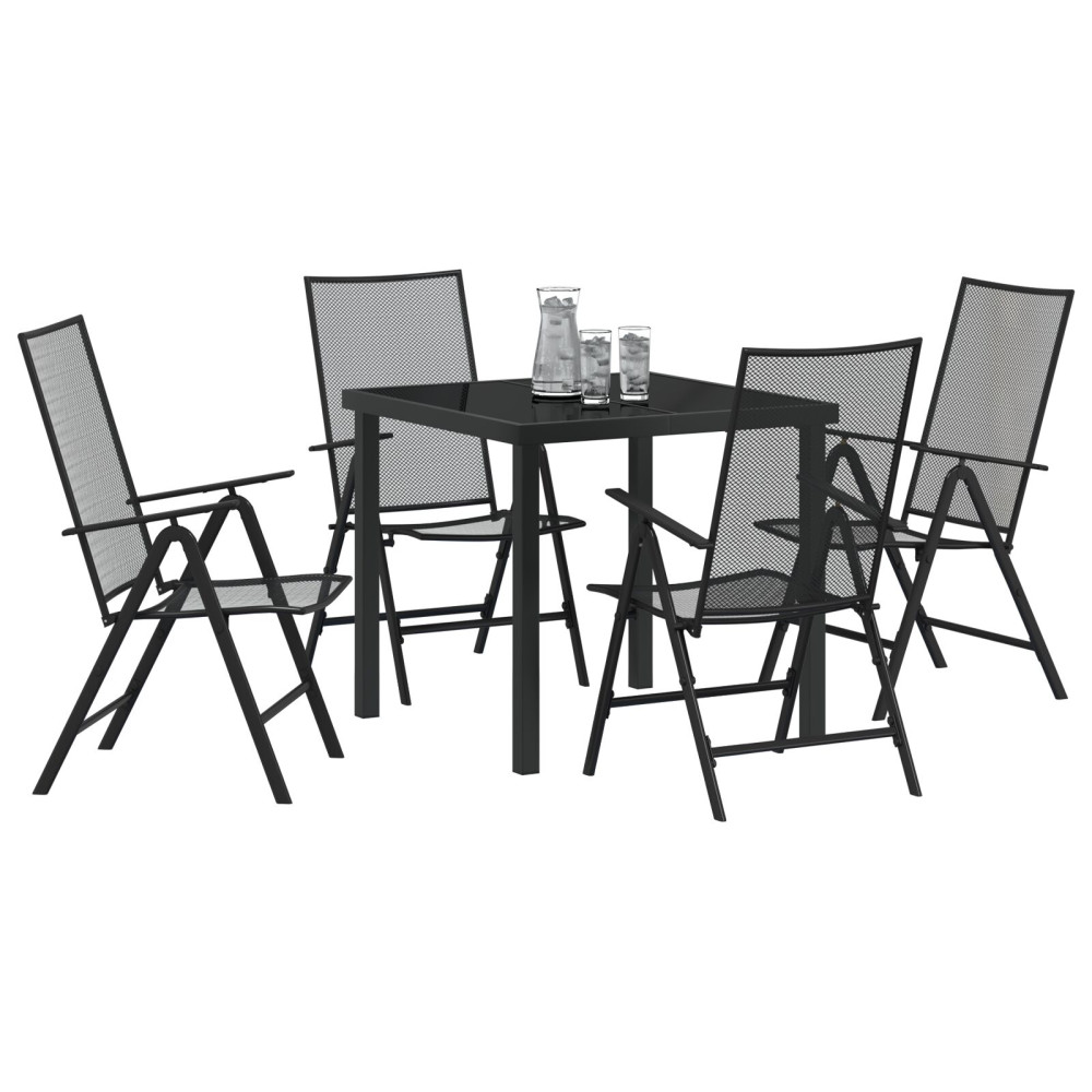 Produktbild för Trädgårdsmöbelset 5 pcs Antracit Pulverlackerat stål