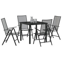 Produktbild för Trädgårdsmöbelset 5 pcs Antracit Pulverlackerat stål