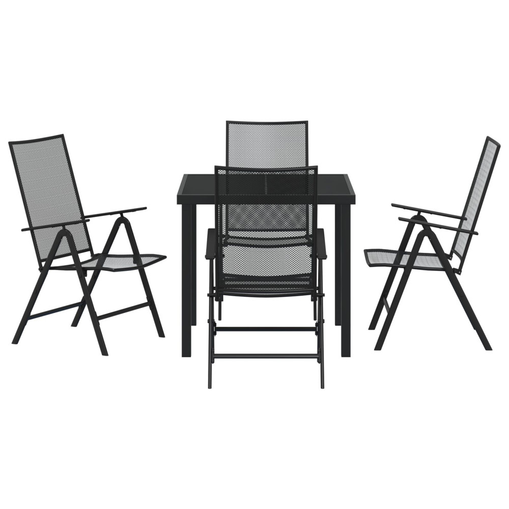 Produktbild för Trädgårdsmöbelset 5 pcs Antracit Pulverlackerat stål