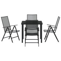 Produktbild för Trädgårdsmöbelset 5 pcs Antracit Pulverlackerat stål