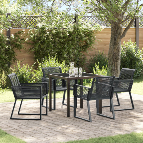 vidaXL Trädgårdsmöbelset 5 pcs Svart Pulverlackerat stål