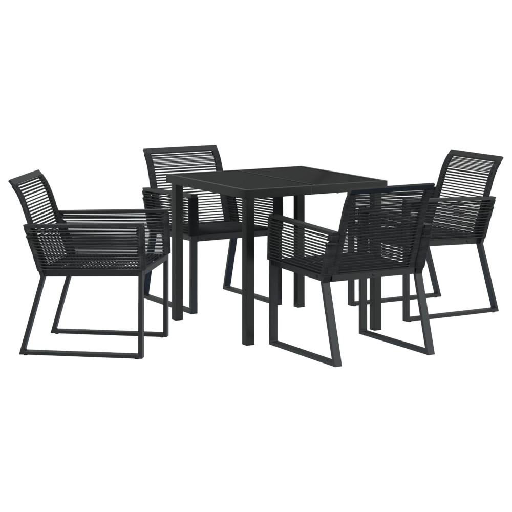 Produktbild för Trädgårdsmöbelset 5 pcs Svart Pulverlackerat stål