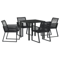 Produktbild för Trädgårdsmöbelset 5 pcs Svart Pulverlackerat stål