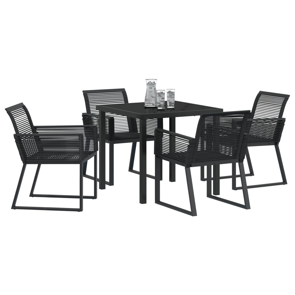 Produktbild för Trädgårdsmöbelset 5 pcs Svart Pulverlackerat stål