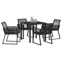 Produktbild för Trädgårdsmöbelset 5 pcs Svart Pulverlackerat stål