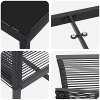 Produktbild för Trädgårdsmöbelset 5 pcs Svart Pulverlackerat stål